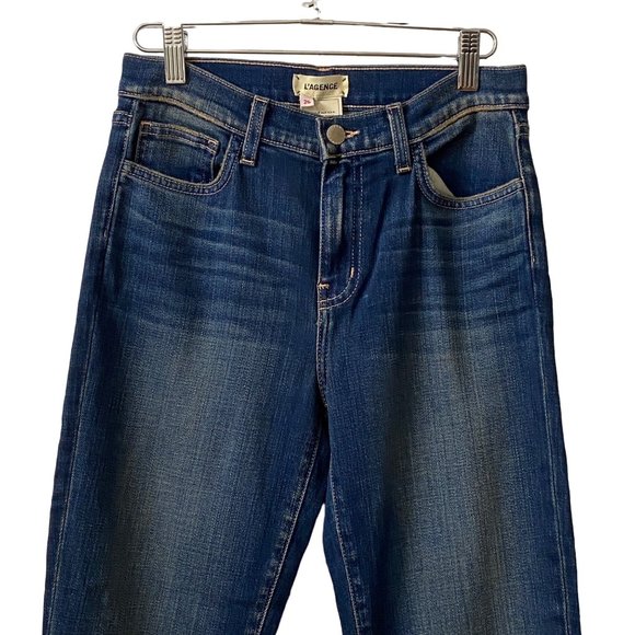 NWT L'AGENCE EL Matador Blue High Rise Slim Straight Raw Hem Jeans 26 - Picture 5 of 10